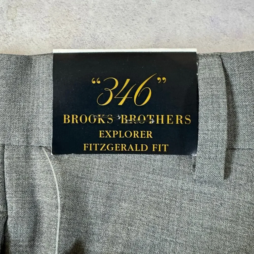 Brooks Brothers Pants Mens 40x33 Act (40x32 )Gray Explorer Fitzgerald Flat Front
